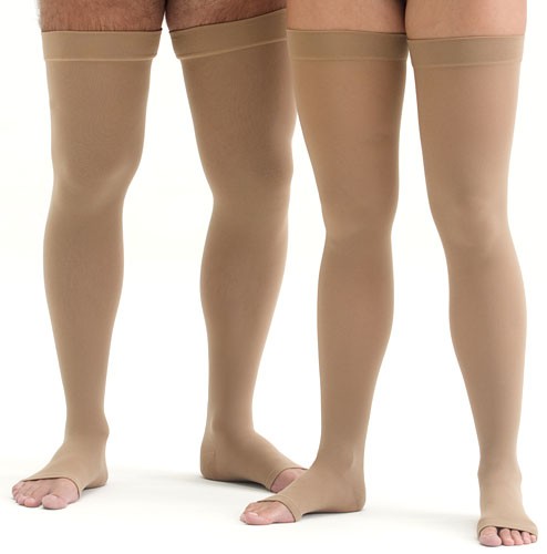 Mediven Plus Thigh Highs with Beaded Silicone Top Band 20-30 mmhg, Open Toe