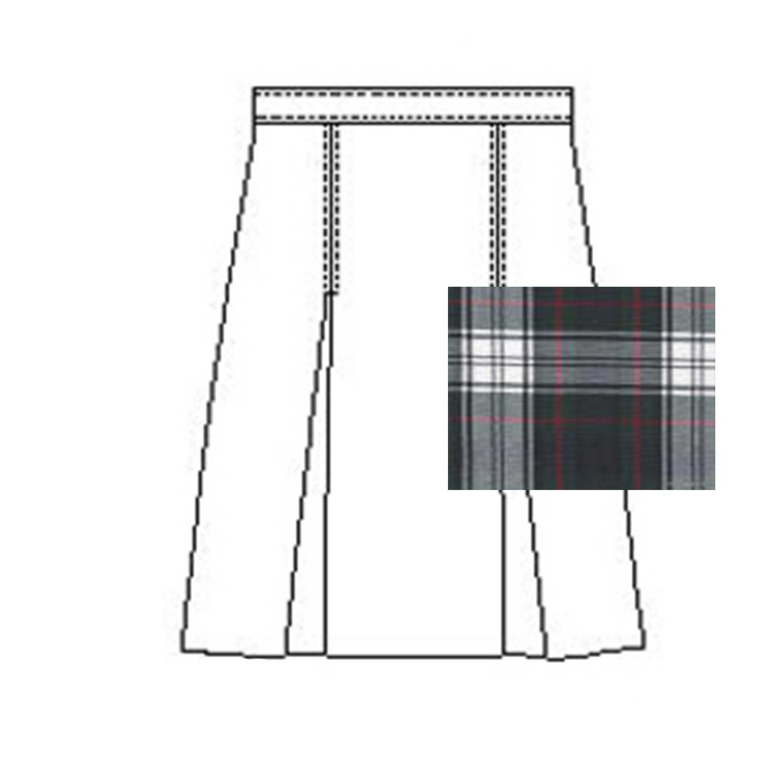 Girls Husky Poly Plaid Kick Pleat Skirt