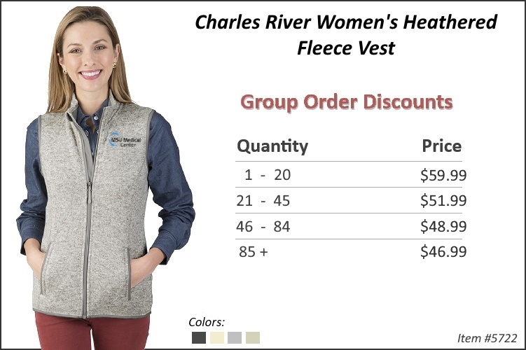 Charles River Women's Heathered Fleece Vest 5722